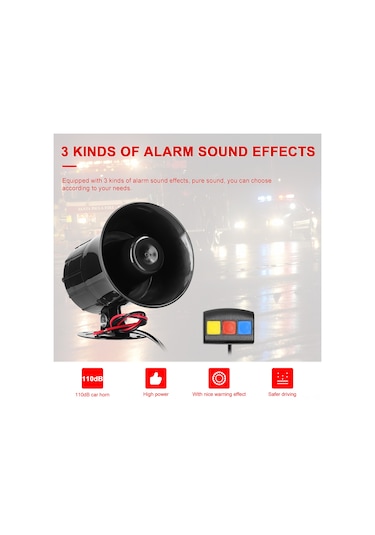 Mufunye 12v 25w Siyah Abs Araç Klarneti - 110db Yüksek Sesli Üç Tonal Hoparlör