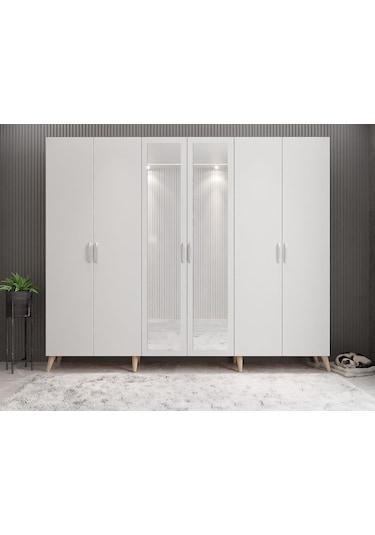 Açelya Portmanto Vestiyer Meşe Beyaz 208 cmM6