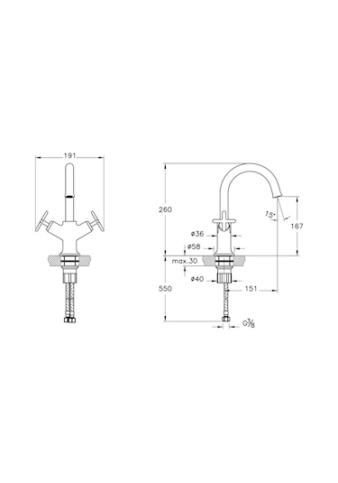 VitrA A4288425 Origin Classic Çift Kumandalı Lavabo Bataryası Fırçalı Altın