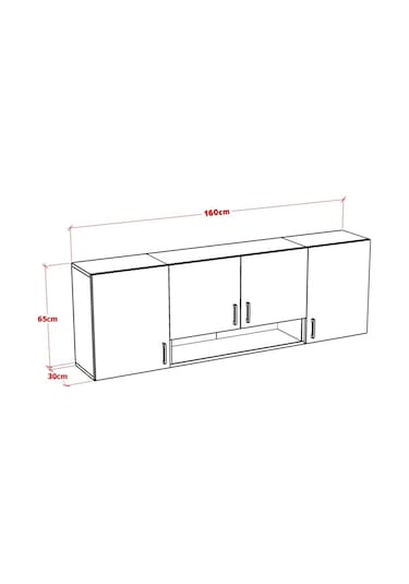 Milo Üst Modül Mutfak Dolabı 160 Cm Beyaz