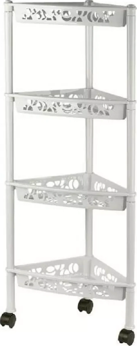 Keeplex 4 Bölmeli Köşe Tekerlekli Raf 254704662 Beyaz