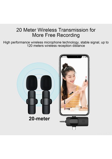 Xindoker Kablosuz Yaka Klips Mikrofonu - Gürültü Engelleme, Düşük Gecikme, Telefon/kamera Uyumlu, 360 Tüm Yönlü Ses Alıcı