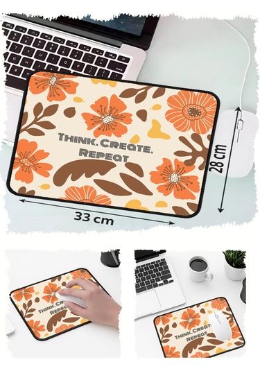 Motto Think Mod Tasarımlı 33x28 Cm Mousepad Kaymaz Taban Rahat Konforlu Mouse Pad
