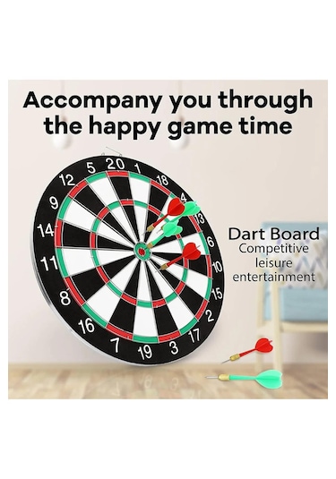 Büyük Boy Dart Seti 36 Cm Çift Taraflı Dart Hedef Tatası 6 Oklu