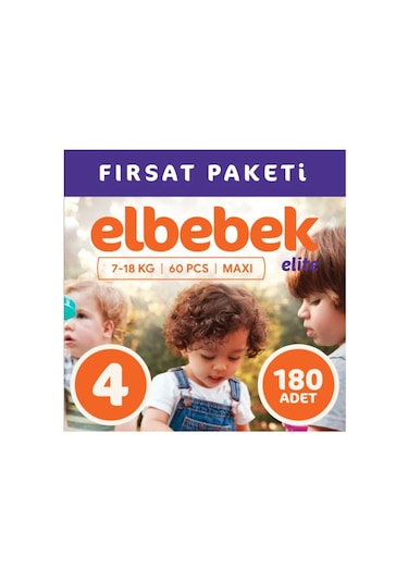 Elbebek Elite Bebek Bezi 4 Numara Maxi Fırsat Paketi 180 Adet 3'lü