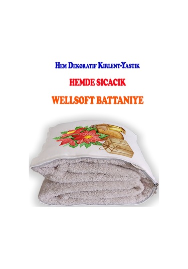 Paketi Baskılı Dekoratif Yastık Kırlent Opsiyonel Battaniye 2 İn 1 Çok Renkli