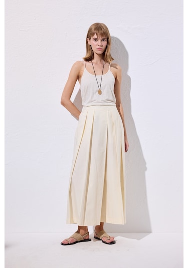 Geniş Pileli Pantolon Vanilya Vanilya