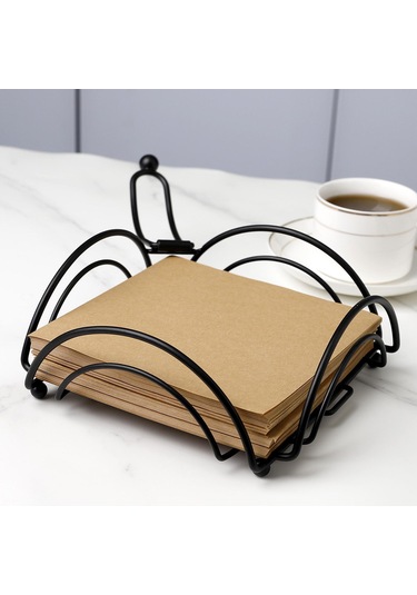 Homyl Dik Peçete Dispenseri Peçetelik Yemek Masası Siyah Siyah