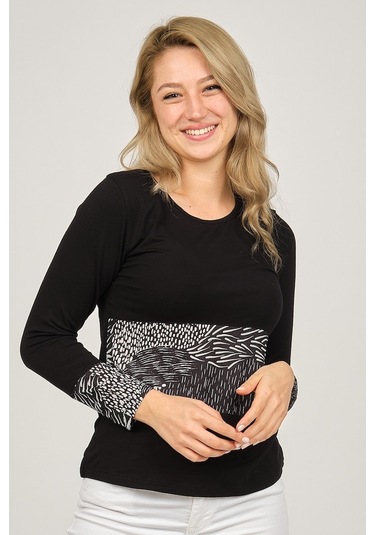 Sistas Kadın Uzun Kollu Penye Bluz 6699448 Siyah-Siyah