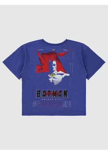 Batman Erkek Çocuk Tişört 6-9 Yaş Saks Saks Mavisi