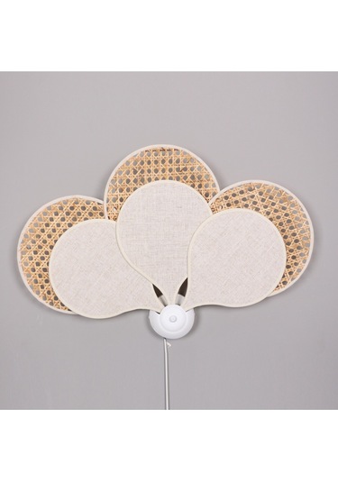 Yeni Papatya Doğal Hazeran & Keten Kumaş Aplik Beyaz