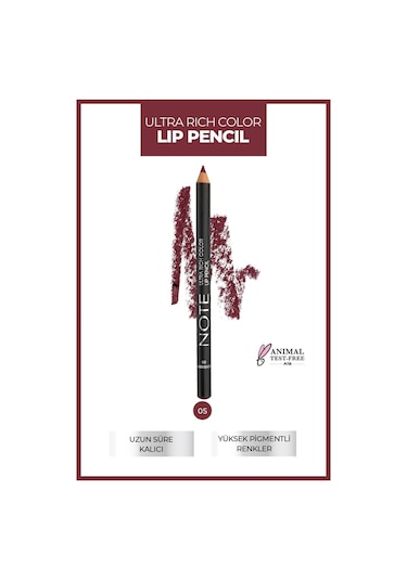 Note Cosmetique Ultra Rich Color Lip Pencil Dudak Kalemi 05 Cherry - Mor