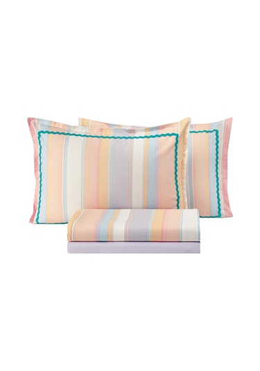 Puffy Line Çift Kişilik Pike Takımı - Lila