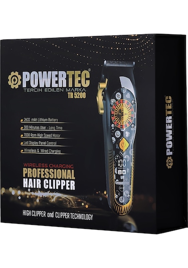 Powertec TR-5200 Wireless Şarjlı Profesyonel Saç Sakal Kesim  Makinesi
