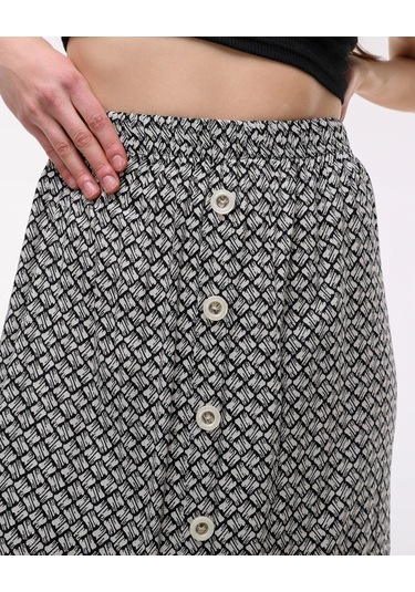 Beyaz Önden Düğmeli Çingene Etek-561-beyaz Beyaz