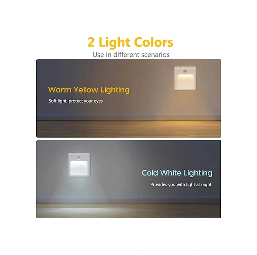 Fastbuy Döresshop Sensörlü Led Gece Lambası - 2'li Paket, Otomatik Açma/kapama, Ayarlanabilir Parlaklık Beyaz Beyaz
