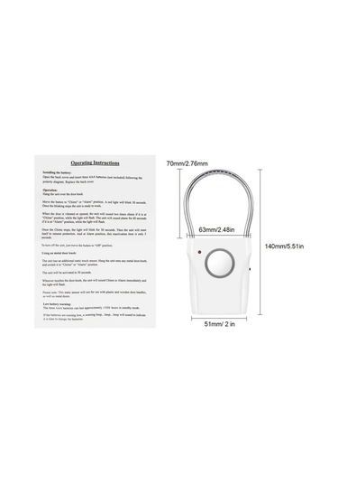 Willowhaven 1 Adet 110db Yüksek Sesli Taşınabilir Beyaz Kapı Güvenlik Alarmı, Ev Rv Karavan Kapısı Koruma