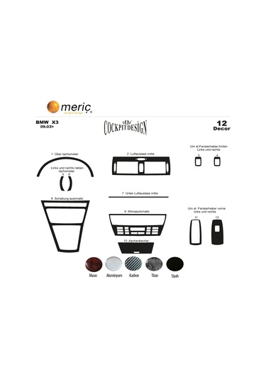 Meriç® Bmw X3 Ön Torpido Kaplama 12 Parça 2003-2009 (530155963)