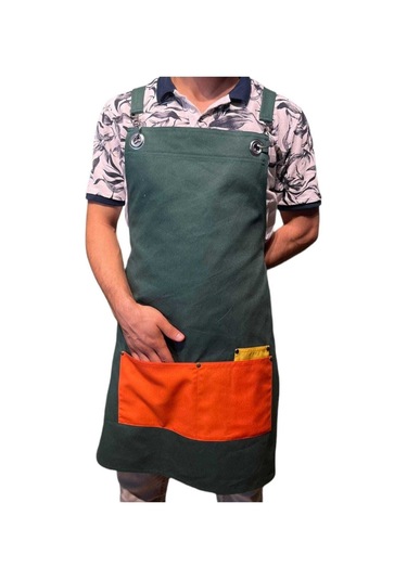 Koyu Yeşil Yeni Sezon Trend Çapraz Askılı Önlük Barista Garson Koyu Yeşil