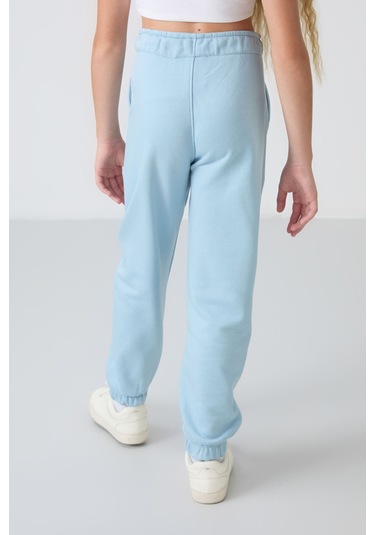 Tommy Life Açık Mavi Pamuklu İçi Tüylü Yumuşak Dokulu Standart Fit Nakışlı Kız Çocuk Eşofman Alt - 75158 Açık Mavi