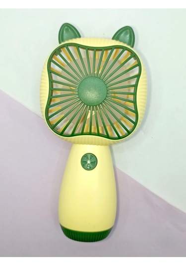 Mini Fan Kedi Model Fan Şarj Edilebilir El Fanı Vantilatör - Yeşil