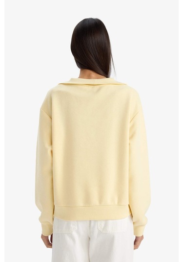 Defacto Regular Fit Yarım Fermuarlı Balıkçı Yaka Basic Düz Sweatshirt G4761ax25wnyl155 Sarı-yl155