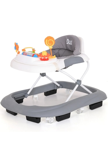 Duux Plano Oyuncaklı Müzikli 3 Kademeli Örümcek Bebek Yürüteci Beyaz Gri Beyaz