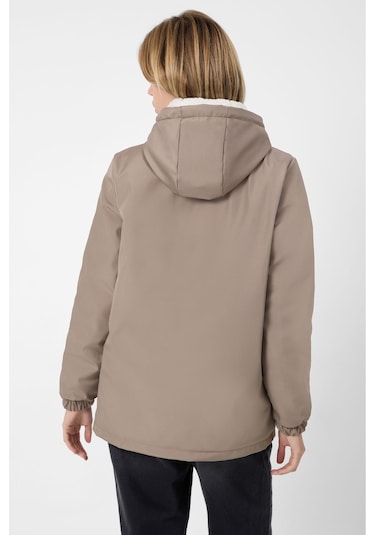 Freemen Kadın Vizon Kürklü Su Ve Rüzgar Geçirmez Kapüşonlu Kışlık Mont Vizon