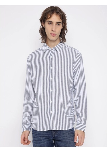 Guess Parker Erkek Mavi Keten Karışımlı Gömlek M5yh16whc20-f7ıx Mavi