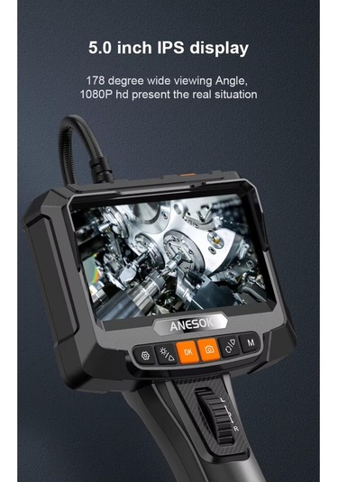 S10 360 Oynar Başlı 3.9mm Lens Çapı Su Geçirmez 1 Metre Yarı Sert Kablo Yılan Endoskop Kamera-118659