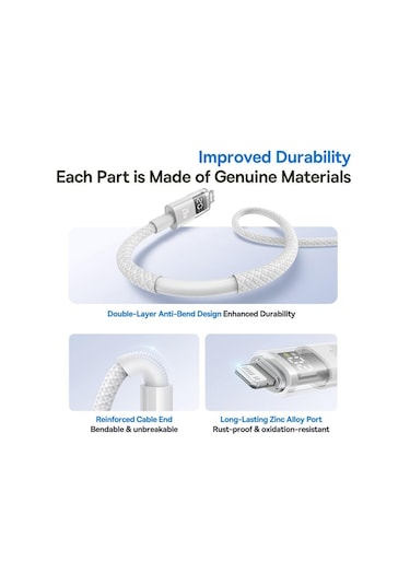 Baseus Display 20w Type-c - 8 Pin Hızlı Şarj Kablosu, Uzunluk:2m Cbtx