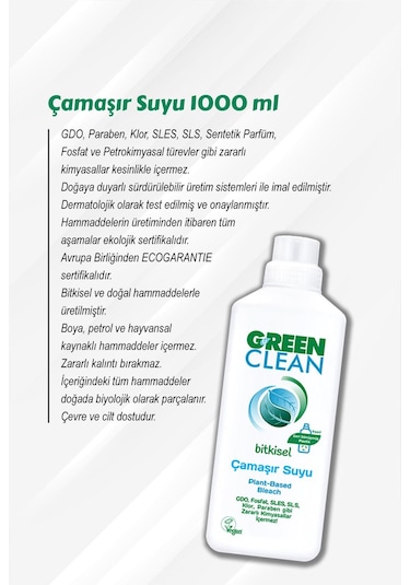 7 Al 6 Öde Green Clean Bitkisel Çamaşır Suyu 1000 Ml Ve Rosie Hediye 7'li Set