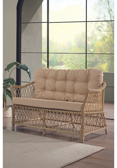Icon Rattan Bahçe Balkon Oturma Takımı 2+1+1+camlı Masa Cappuccino Cappuccino