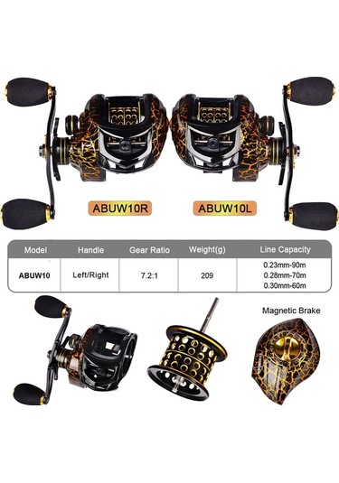 Novahub Abu Balıkçılık Makarası Siyah/sarı W10 Mikro Sol El Balıkçılık Makarası - 10kg Maks. Sürükleme - 7,2:1 Dişli Oranı