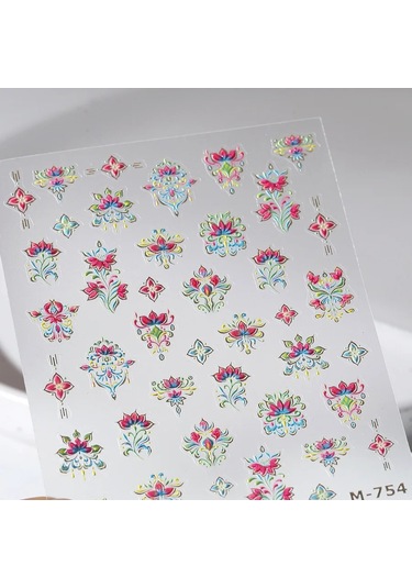 1 Adet 5d Japon Pembe Petal Kabartmalı Nail Art Etiketler Zarif Retro Çiçek Kendinden Yapışkanlı Transfer Tırnak Süslemeleri Çıkartmaları Dıy Siyah & Mavi