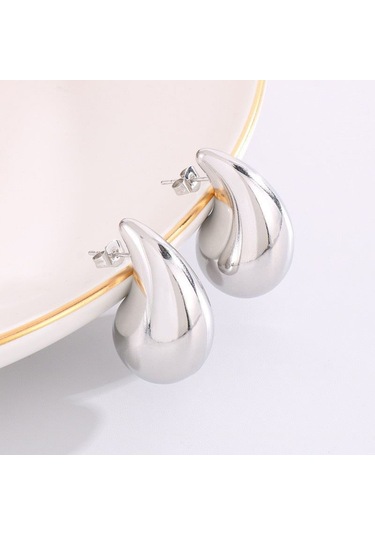 Chavin Çelik Damla Dizayn Gri Kadın Küpe Eu05by