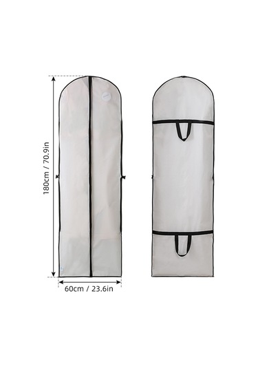 Lemestar 2 Adet Peva 180x60cm Gelinlik Koruması - Su Geçirmez, Katlanabilir, Sıkma Önleyici, Askı Tasarımı, Kaliteli Depolama Çantası Beyaz