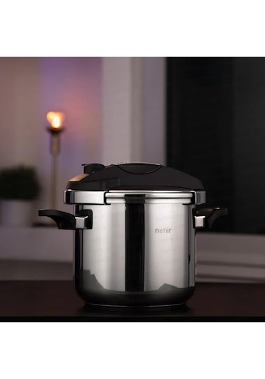 Nehir Silver Matik Paslanmaz Çelik 7 Litre Düdüklü Tencere Gümüş