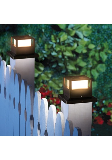 Geeroyoo Solar Güneş Enerjili Dış Mekan Işığı, Çift Renkli Işık Seçeneği, 6-12 Saat Sürekli Aydınlatma, Ev Bahçesi Ve Çit Için Siyah Tahta Stüdyo Lambası