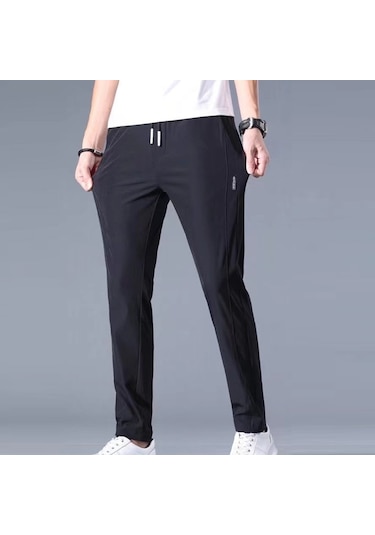 Sones Erkek Yaz İnce Lastikli Bel Pantolon Işık Gary Siyah