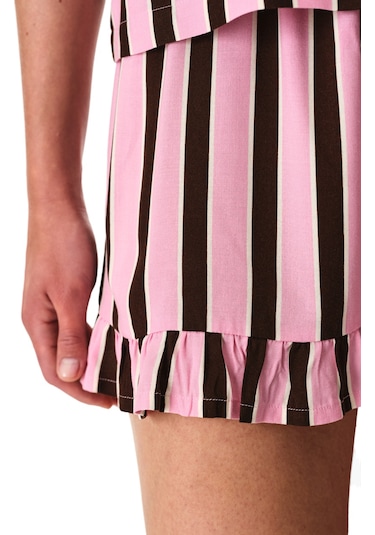 Penti Kahverengi Lily Çizgili Gömlek Şortlu Pijama Takımı Bbw