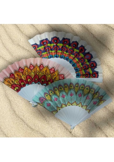 Yelpaze Serinletici Summer - Yaz Konsept Etnik Desen 3 Adet