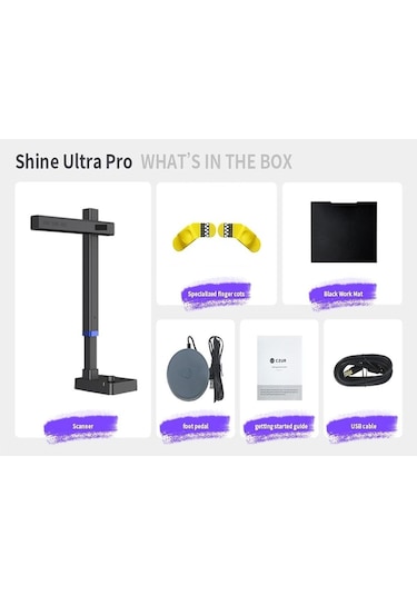 Shine Ultra 13mp Taşınabilir Akıllı Belge Kitap Tarayıcı Ocr & Akıllı Masa Lambası A3 A4 Uyumlu
