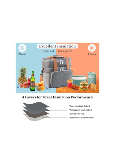 Büyük Öğle Yemeği Çantası 21 Kutu 13 L , Erkekler, Kadınlar, Yetişkinler İçin Çift Katlı Yalıtımlı Öğle Yemeği Soğutucu Çantası, Okul Ve Kamp İçin Su Geçirmez, Sızdırmaz Dayanıklı Soğutucu Çanta Çok Renkli