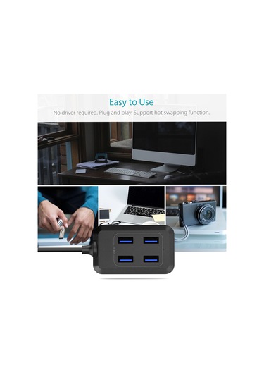 Springsun Mini Taşınabilir 4 Portlu Süper Hızlı Usb 3.0 Hub 3.3ft Usb 3.0 Kablolu 5gbps Veri Aktarımı Tak Ve Çalıştır Windows