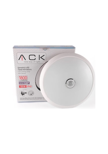 ACK AC17-00130 Sensörlü Led Tavan Armatürü 18 W Beyaz 6500K Beyaz