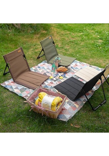 Bloomnest Alüminyum Alaşım Katlanır Sırt Sandalyesi, Plaj Piknik İçin Kolay Ayarlanabilir Koltuklar, Kamp Ve Yürüyüş İçin, 39x39.5x60 Cm, Altın - Siyah Altın - Siyah