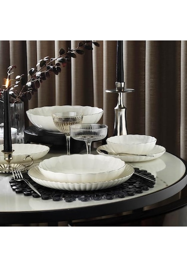 Kütahya Porselen Bone Luz-form 52 Parça Yemek Takımı Platin File