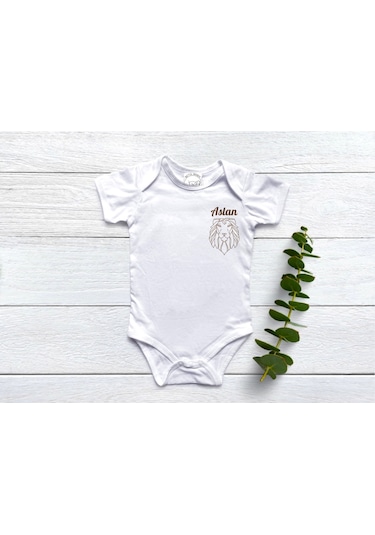 Çıtçıtlı Organik Kumaş Aslan Burcu Zıbın Beyaz