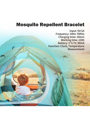 Springsun "siyah Ultrasonik Sinek Kovucu Bileklik - Saat Ve Sıcaklık Ölçer İle Çocuklar Ve Yetişkinler İçin"